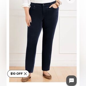 Talbots Navy Blue Plush Corduroy Straight Leg 5 Pocket Soft Stretch 98% Cotton